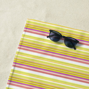 Cute white yellow stripes beach towel