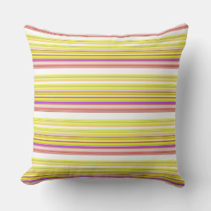 Cute white yellow stripes cushion