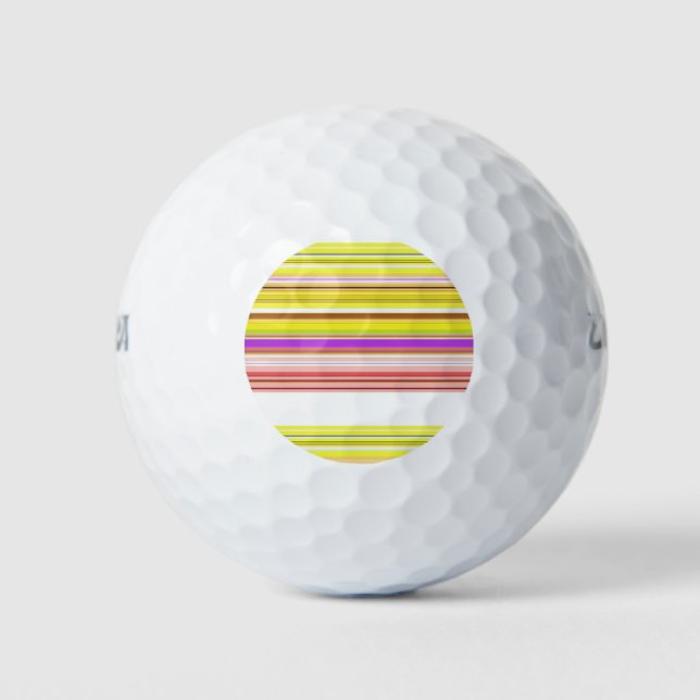Cute white yellow stripes golf balls (Front)