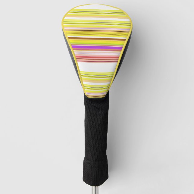 Cute white yellow stripes golf head cover (Front)