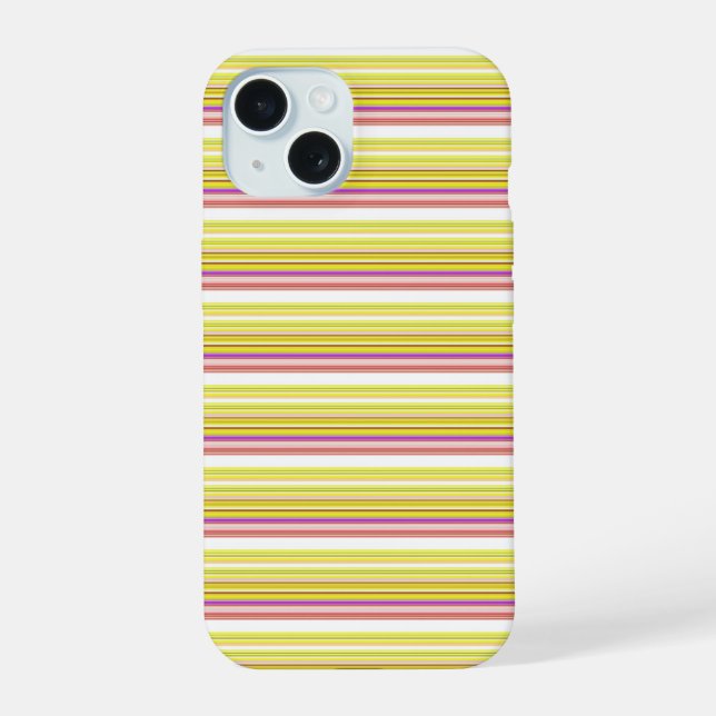 Cute white yellow stripes iPhone 15 case (Back)