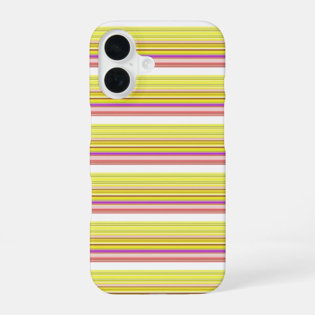 Cute white yellow stripes iPhone 16 case (Back)