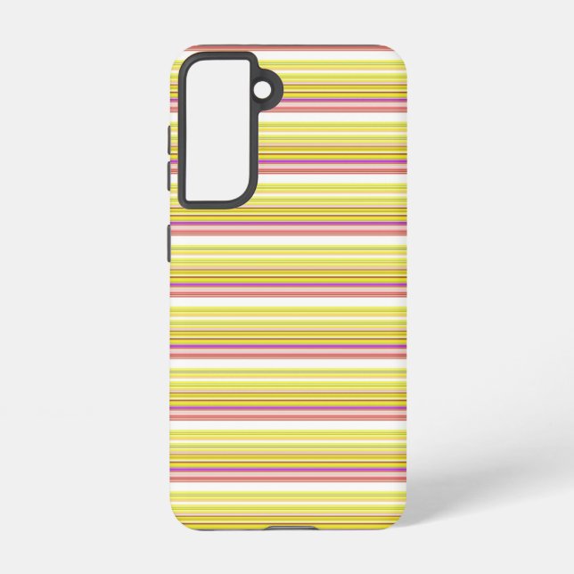 Cute white yellow stripes samsung galaxy s21 case (Back)
