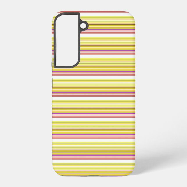 Cute white yellow stripes samsung galaxy s22+ case (Back)