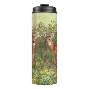 Cute Whitetail Deer Twin Fawns Thermal Tumbler