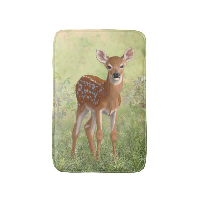 Cute Whitetail Fawn Bath Mat (Front Vertical)