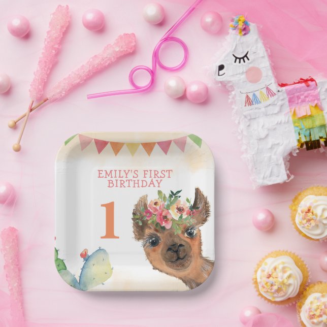 Cute Whole Llama Fun Birthday Party Plate (Party)