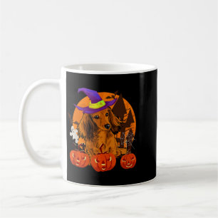 Cute Wiener Dachshund Witch Pumpkin Dog Lover Coffee Mug