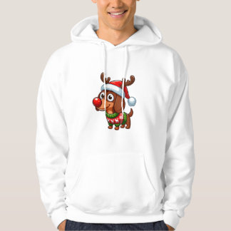 Cute Wiener Dog Rudolph Cartoon Hoodie