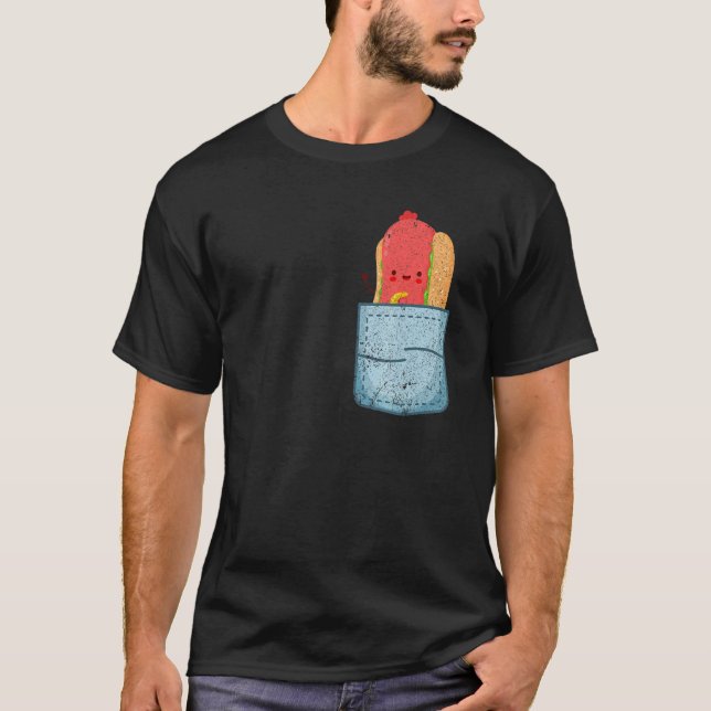 Cute Wiener Pocket Hot Dog Franks Sausage Fast Foo T-Shirt (Front)