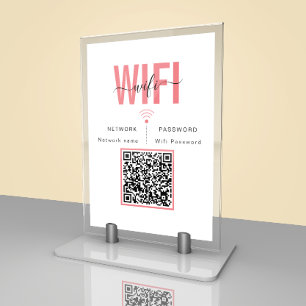 Cute Wifi Password Sign   QR Code Table Card