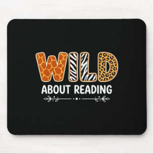 Cute wild about reading safari animal bookworm mouse pad