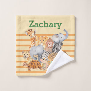 Cute Wild African Animals Child's Yellow Wash Cloth