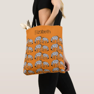 Cute Wild and Awesome Zebras Orange Tote Bag