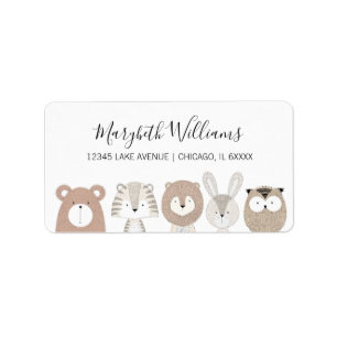 Cute Wild Animals Baby Shower Address Label
