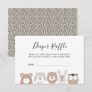 Cute Wild Animals Baby Shower Diaper Raffle Ticket Invitation