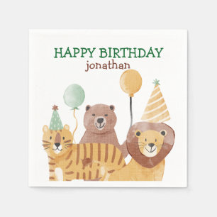 Cute Wild Animals Birthday Napkin