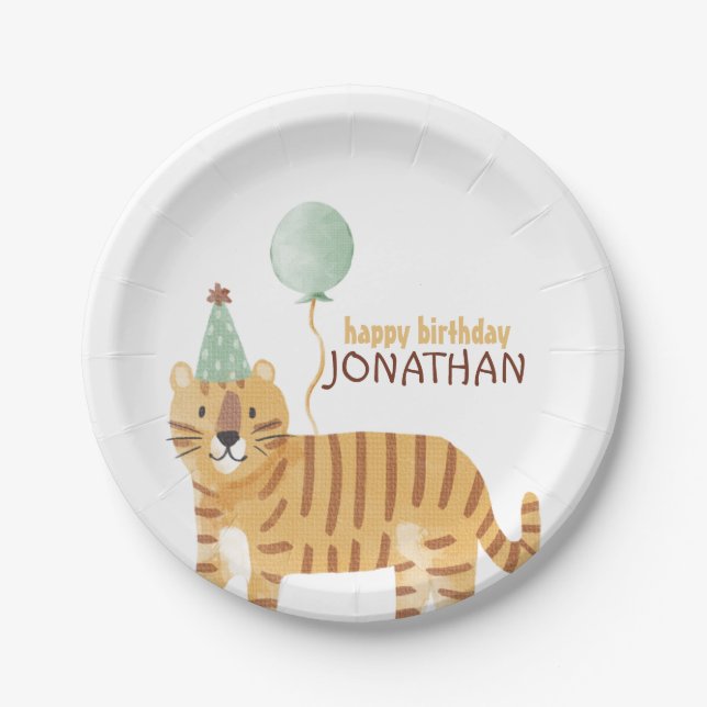 Cute Wild Animals Birthday Paper Plate (Front)