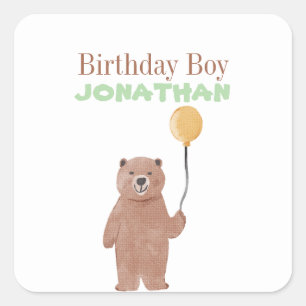 Cute Wild Animals Birthday Square Sticker