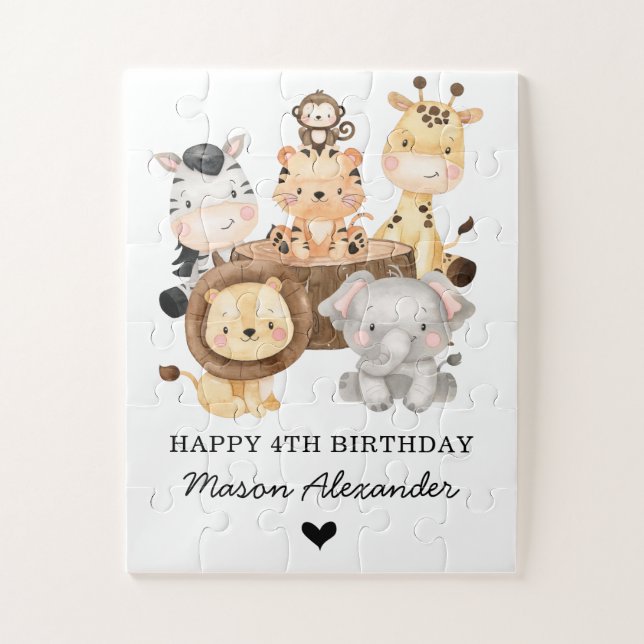 Cute Wild Animals Jungle Safari Birthday Gift Jigsaw Puzzle (Vertical)
