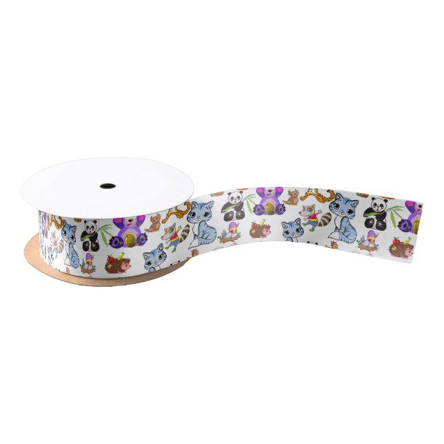 Cute Wild Animals  Satin Ribbon (Spool)