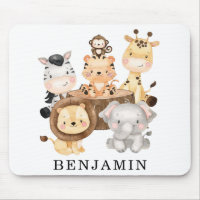 Cute Wild Baby Safari Animals Custom Monogram Name