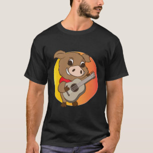 Cute Wild Boar Playing Guitar Musician Pigs T-Shirt
