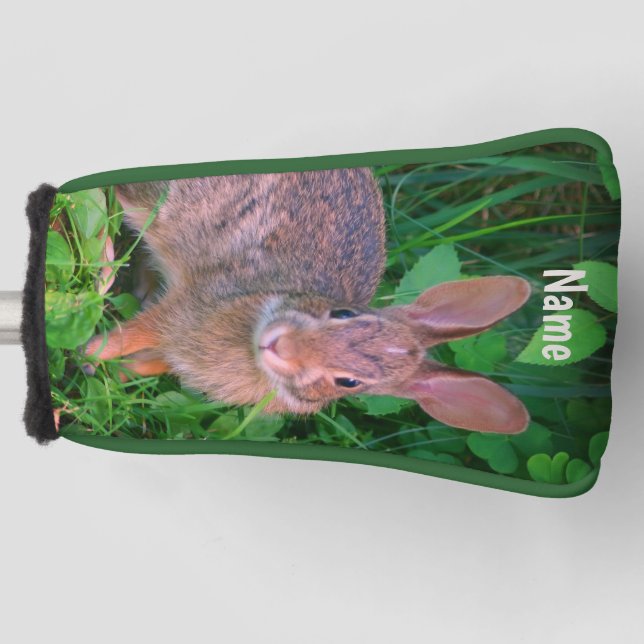 Cute Wild Brown Rabbit Personalised Animal  Golf Head Cover (Front)