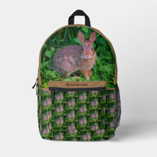 Cute Wild Brown Rabbit Personalised Animal Printed Backpack