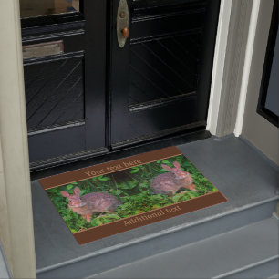 Cute Wild Brown Rabbit Wildlife Personalised Doormat