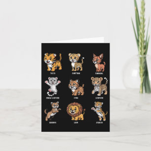 Cute Wild Cats Cartoon Animals Big Cat Species Jun Card