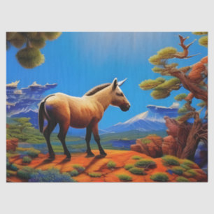 Cute Wild donkey overlooking a mountain valley Tissue Paper