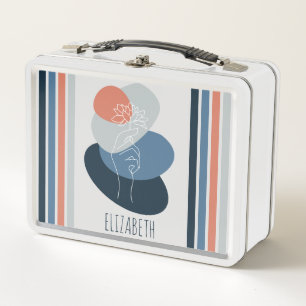 Cute Wild floral Boho colour palette girly Metal Lunch Box