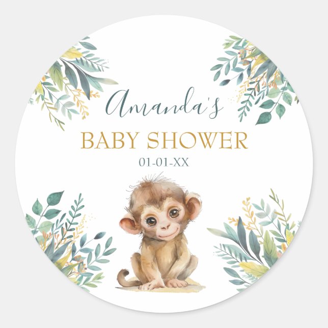 Cute Wild Jungle Animals  Classic Round Sticker (Front)