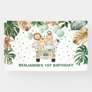 Cute Wild Jungle Safari Animals Birthday Parade Banner