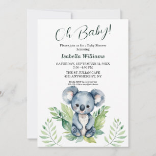 Cute Wild Koala Gender Neutral Baby Shower Invitation