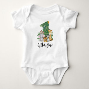 Cute Wild One 1st Birthday Safari Jungle Baby Baby Bodysuit