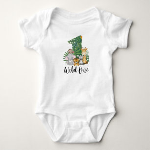 Cute Wild One 1st Birthday Safari Jungle Baby Bodysuit