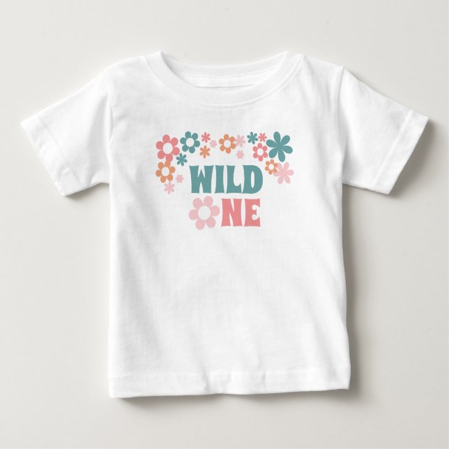 Cute Wild One Girl 1st Birthday Baby T-Shirt (Front)