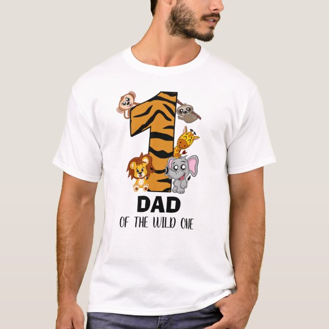 Cute Wild One Jungle Animal Safari Zoo Dad T-Shirt (Front)