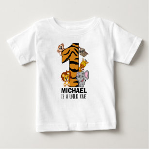 Cute Wild One Jungle Animals Safari First Birthday Baby T-Shirt