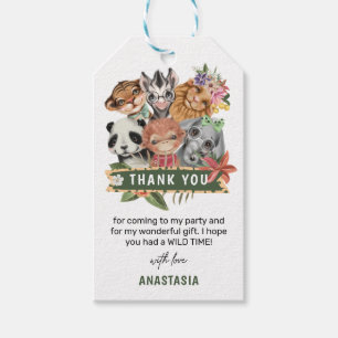 Cute Wild One Jungle Girl Thank You Gift Tags