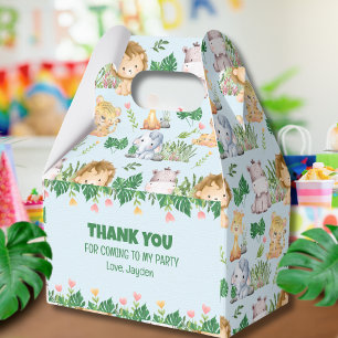 Cute Wild One Jungle Safari Animal Birthday Favour Box