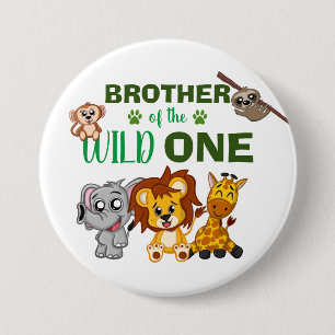 Cute Wild One Jungle Safari Animal Brother Zoo 7.5 Cm Round Badge