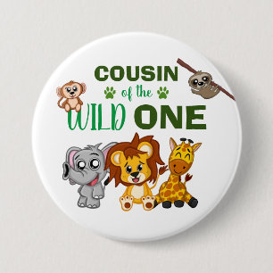 Cute Wild One Jungle Safari Animal Cousin Zoo 7.5 Cm Round Badge