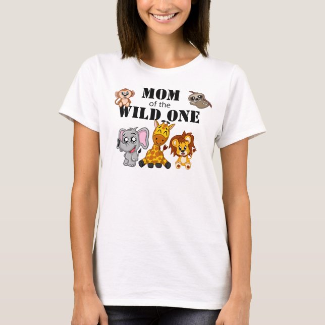 Cute Wild One Jungle Safari Animal Mum Zoo T-Shirt (Front)