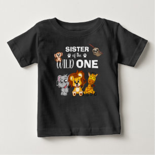 Cute Wild One Jungle Safari Animal Sister Zoo Baby T-Shirt