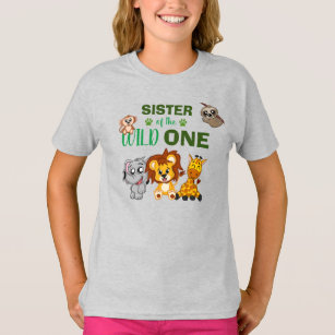 Cute Wild One Jungle Safari Animal Sister Zoo T-Sh T-Shirt