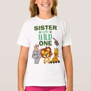 Cute Wild One Jungle Safari Animal Sister Zoo T-Shirt