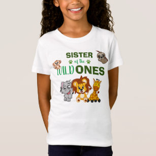 Cute Wild One Jungle Safari Animal Twins Sister T-Shirt
